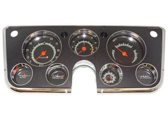 DASH CLUSTER, FULLY ASSEMBLED, W/ TACH, W/ VACUUM,  '67-'68 or '69-'72