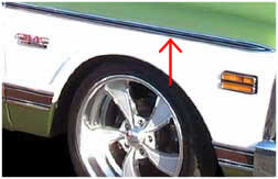 FENDER MOLDING, UPPER, FRONT, LEFT or RIGHT '69-'72
