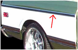 UPPER BED MOLDING,  SWB, LEFT or RIGHT, '69-'72