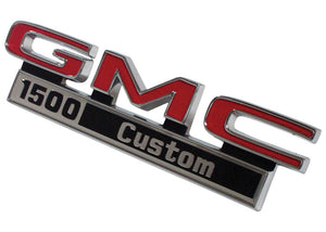 EMBLEM "GMC 1500 CUSTOM"  FENDER SIDE EMBLEM,  PAIR '71-'72